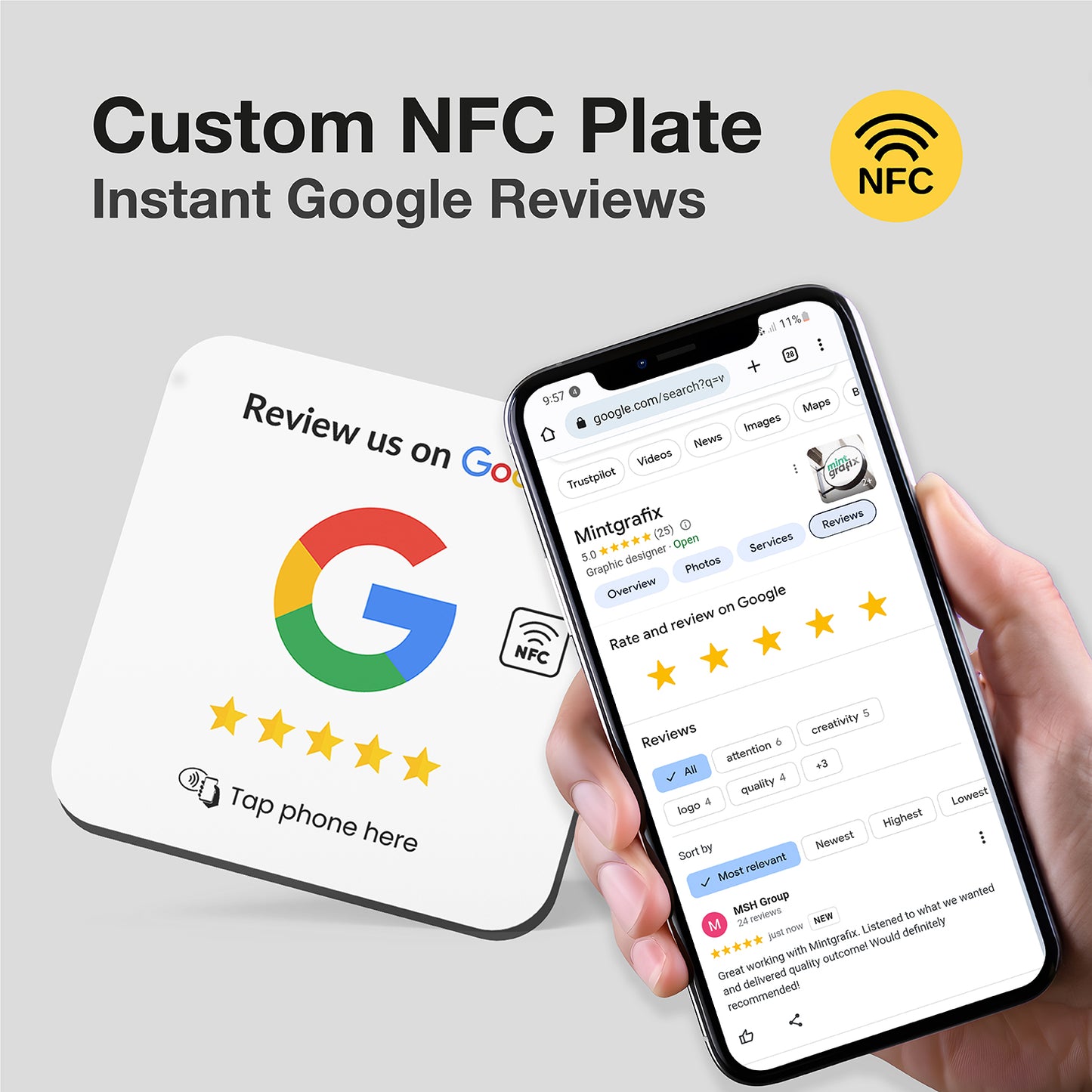 White NFC Google Review Plate