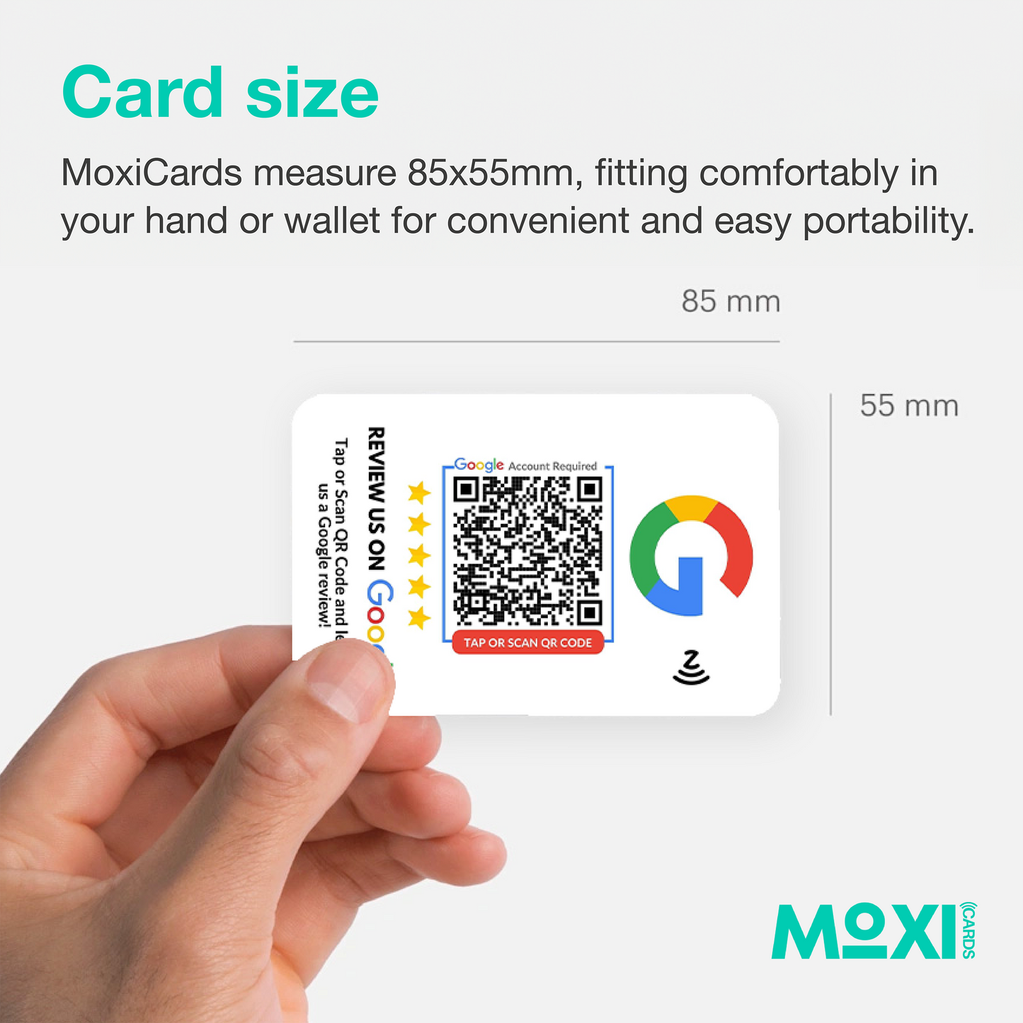 NFC Google Review Card White with QR Code - Moxicards