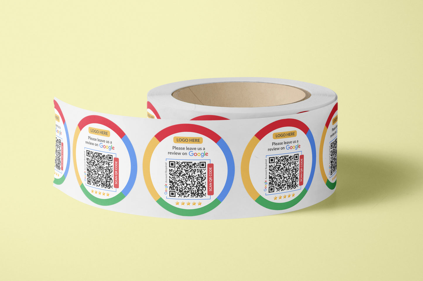 QR Code Google Review Roll Labels - White Label