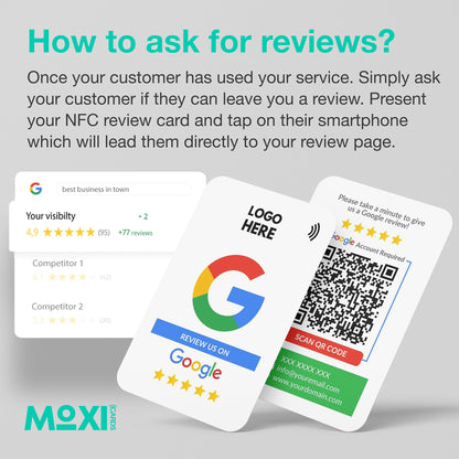 NFC Google Review Card White - Moxicards