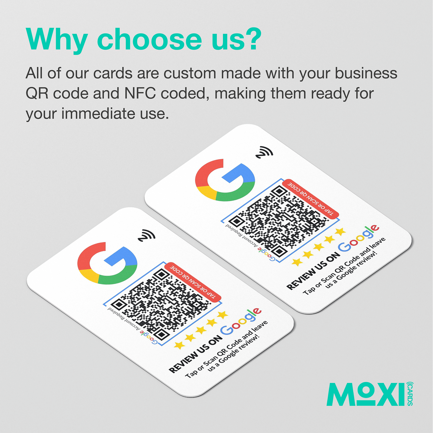 NFC Google Review Card White with QR Code - Moxicards