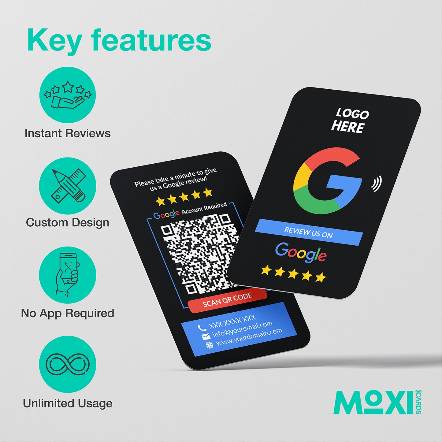 NFC Google Review Card Black - Moxicards