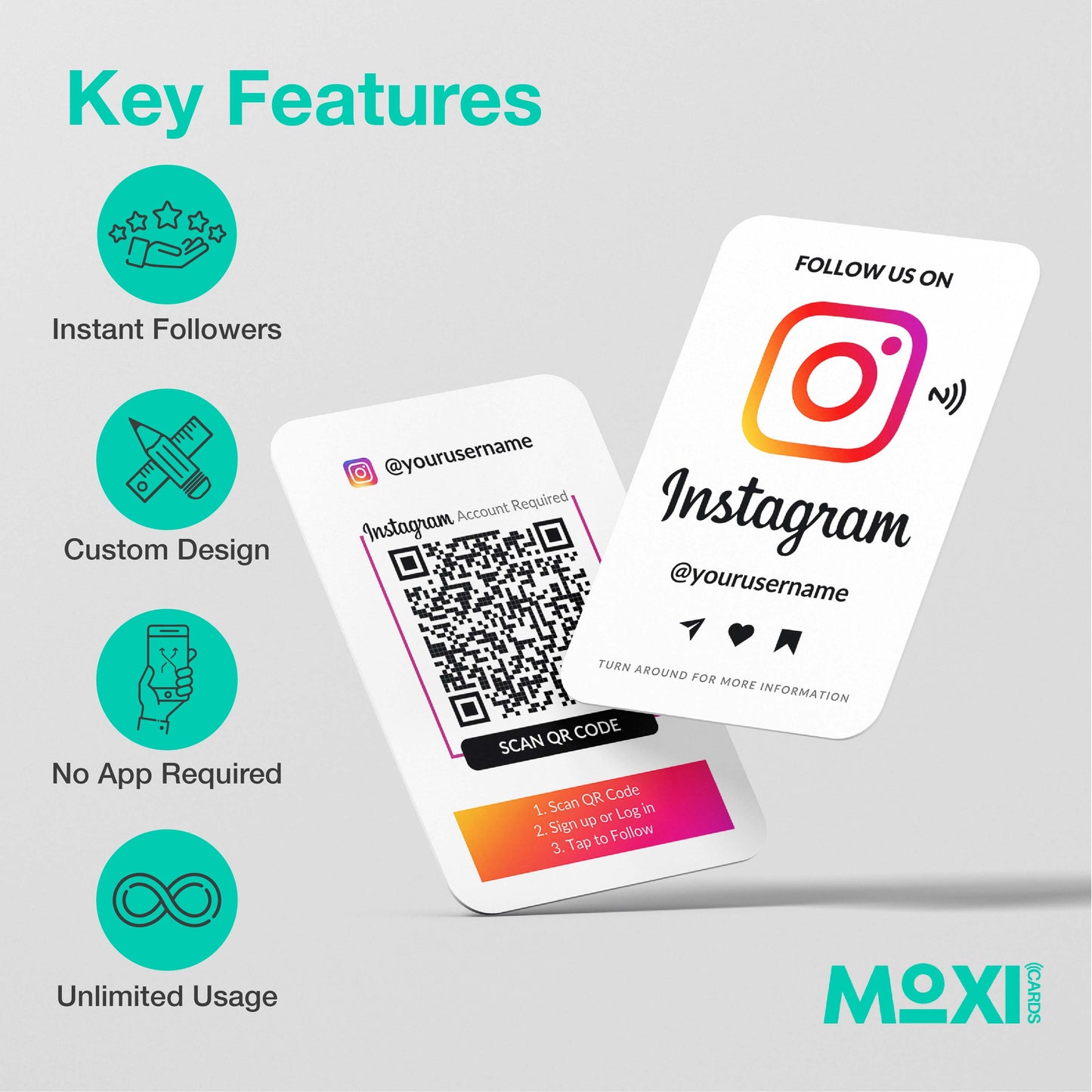 NFC Instagram Follower Card White - Moxicards