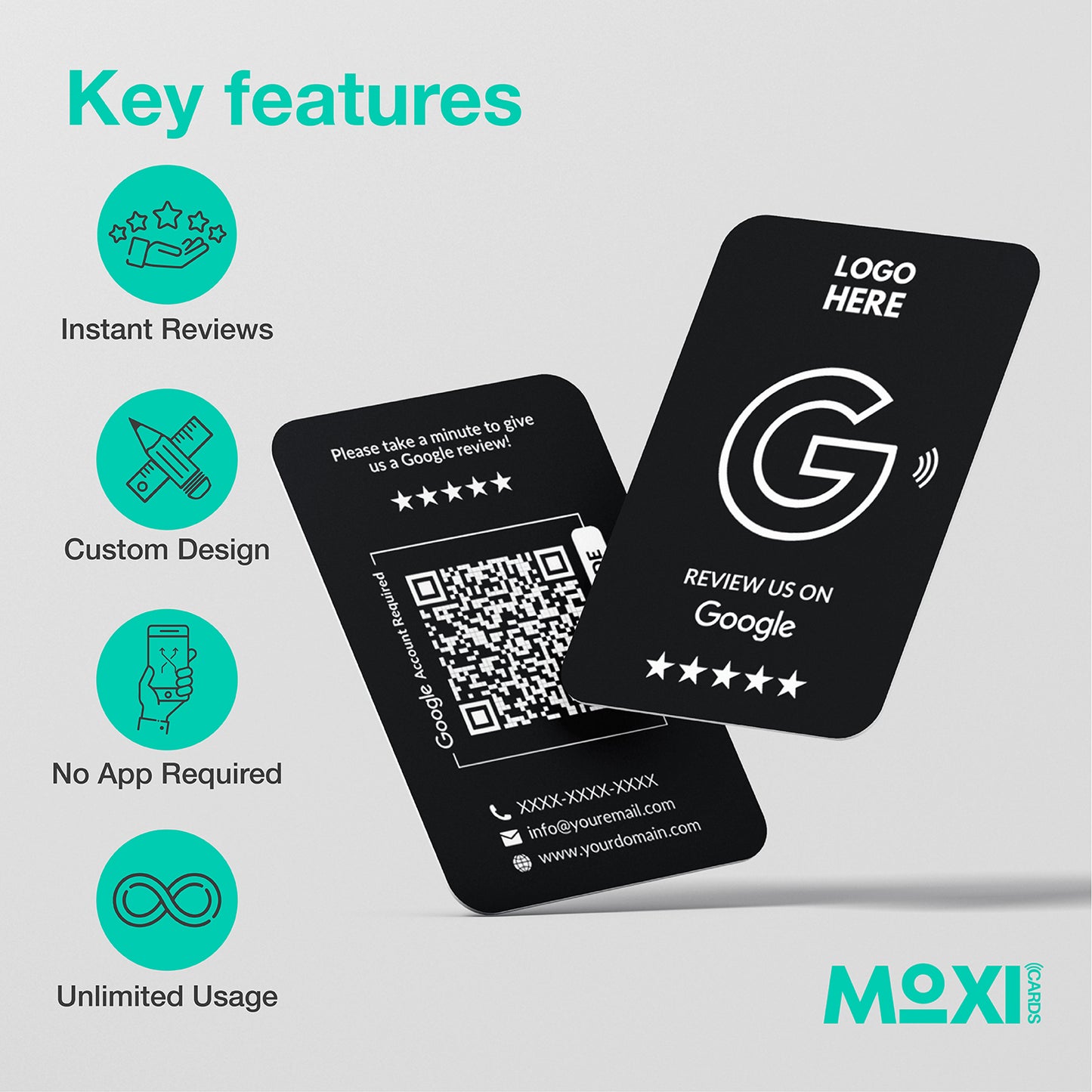 NFC Google Review Card Black - Moxicards
