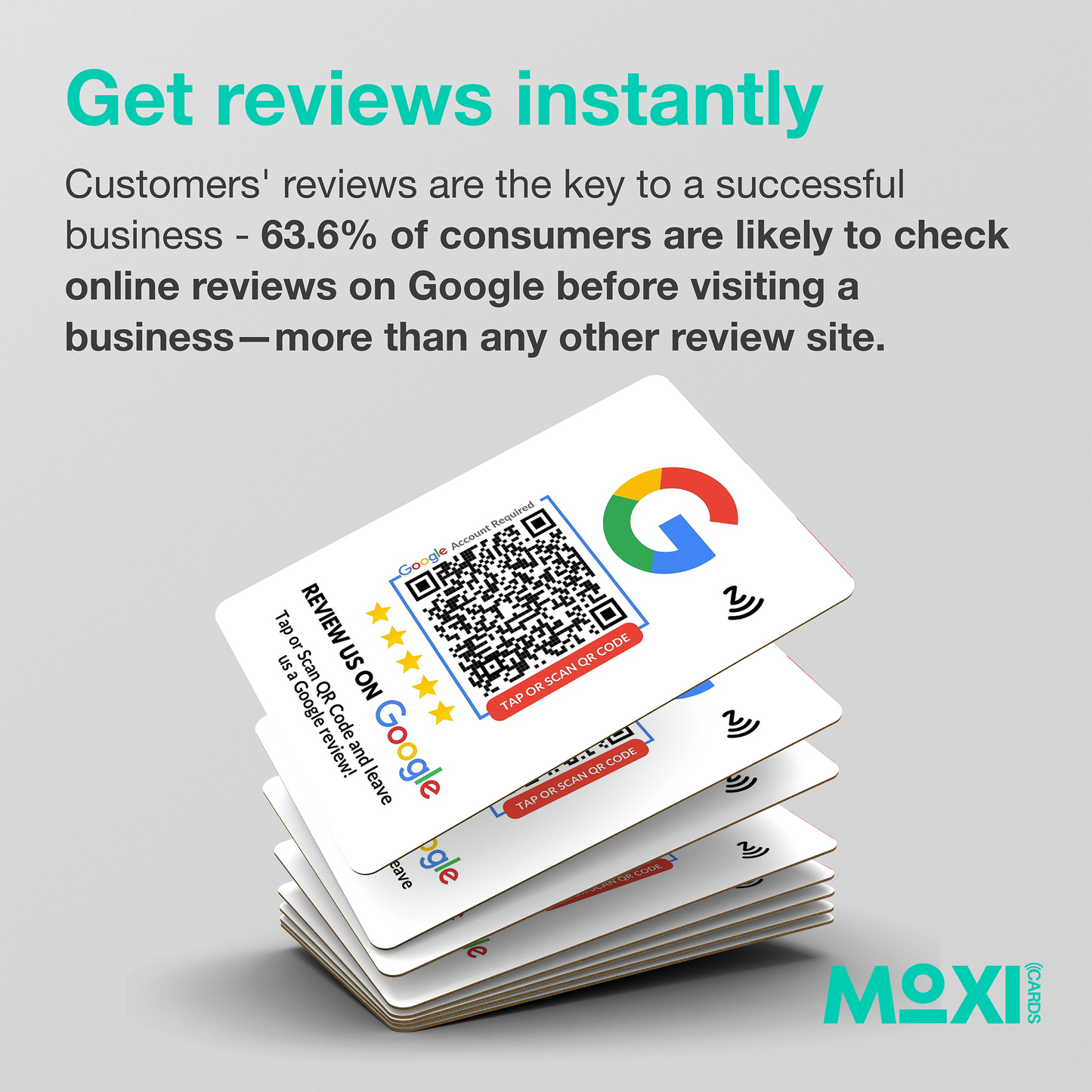 NFC Google Review Card White with QR Code - Moxicards