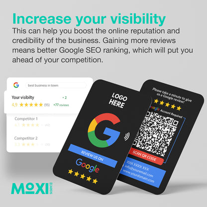 NFC Google Review Card Black - Moxicards
