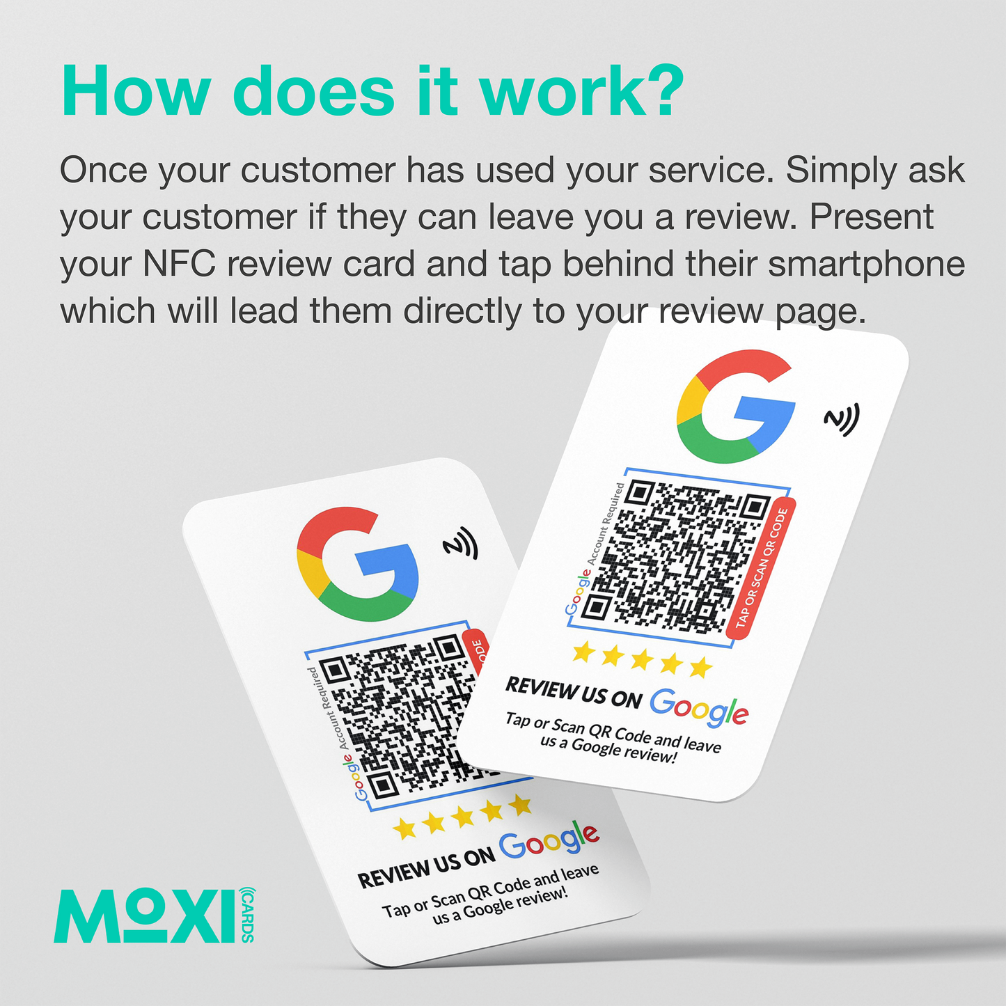 NFC Google Review Card White with QR Code - Moxicards