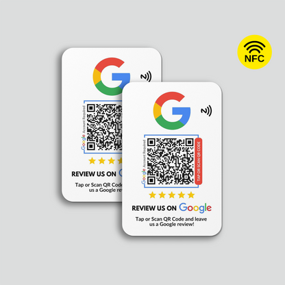 NFC Google Review Card White with QR Code - Moxicards