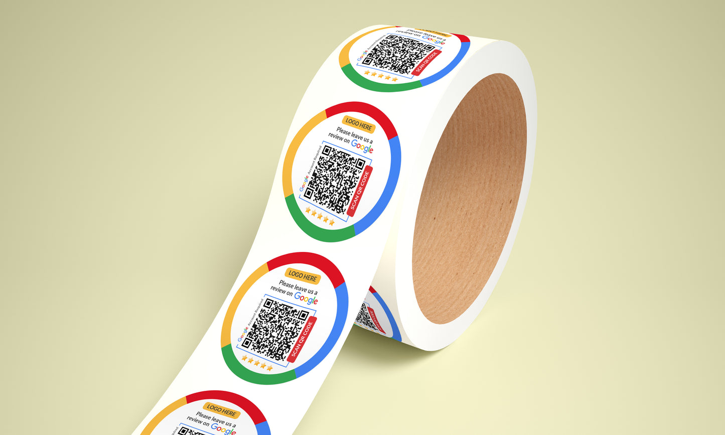 QR Code Google Review Roll Labels - White Label