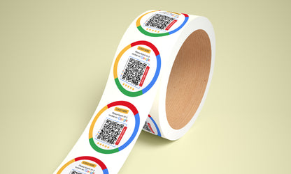 QR Code Google Review Roll Labels - White Label