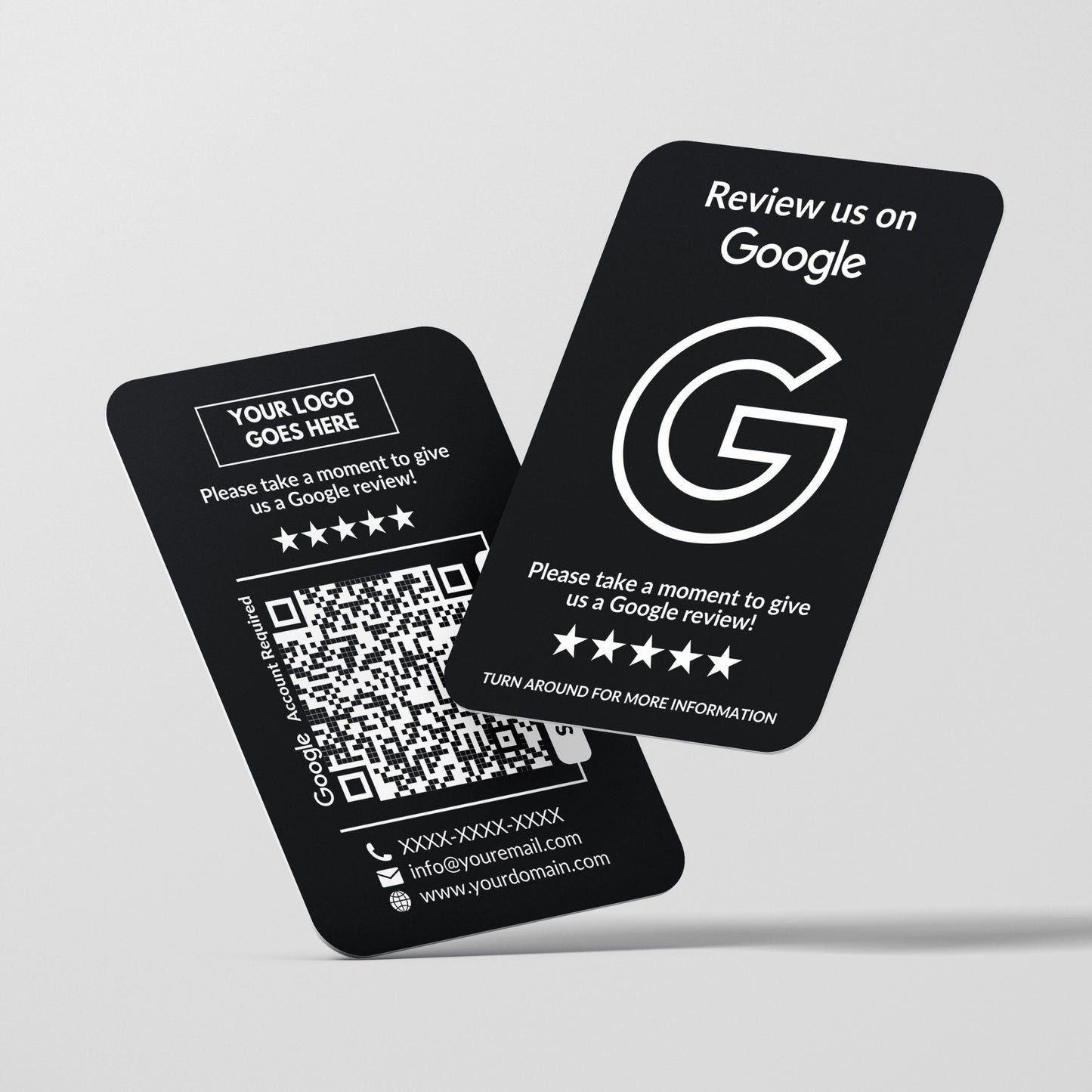QR Code Google Review Paper Card Black - Moxicards