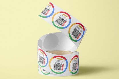 QR Code Google Review Roll Labels - White Label