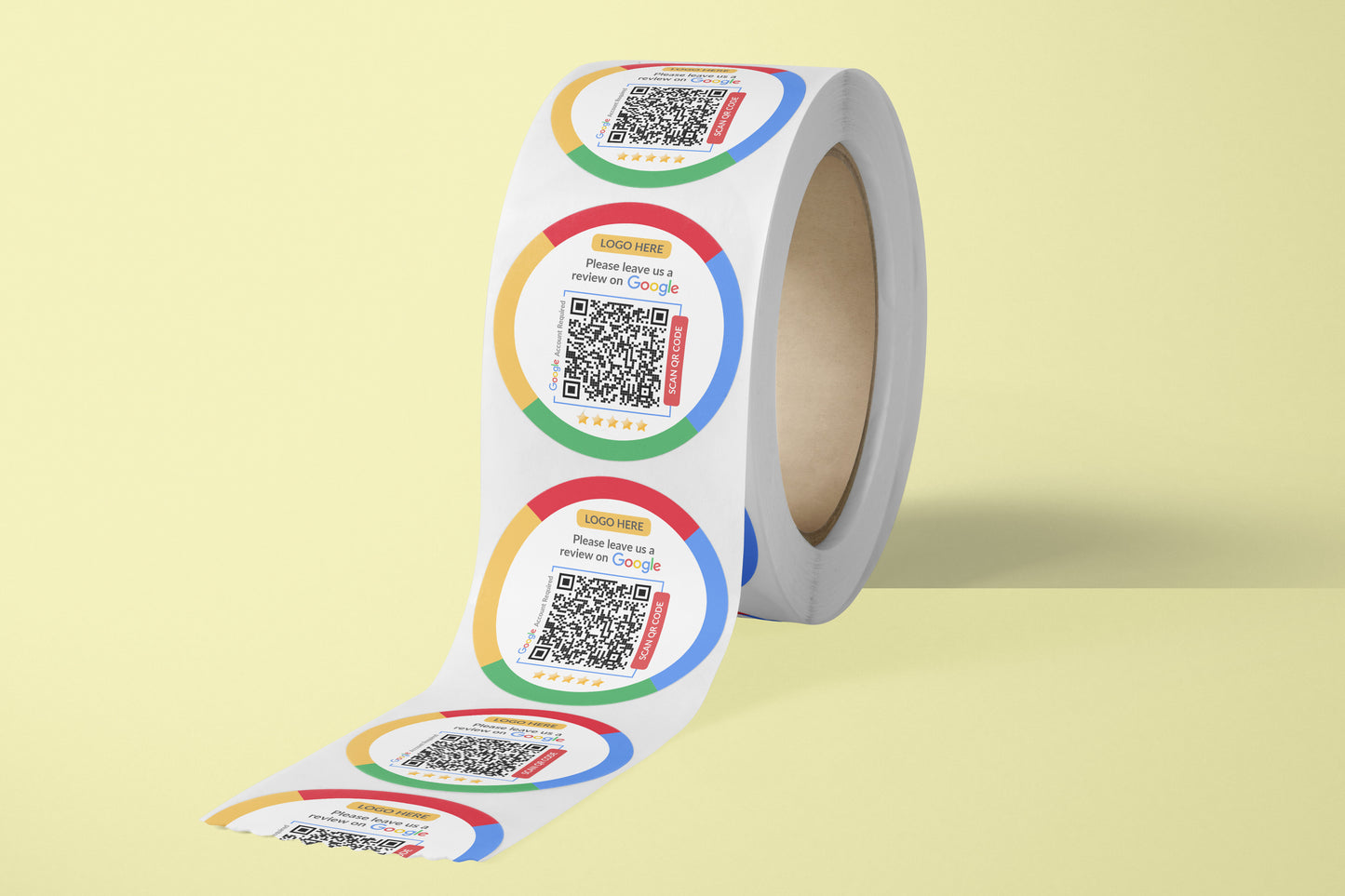 QR Code Google Review Roll Labels - White Label