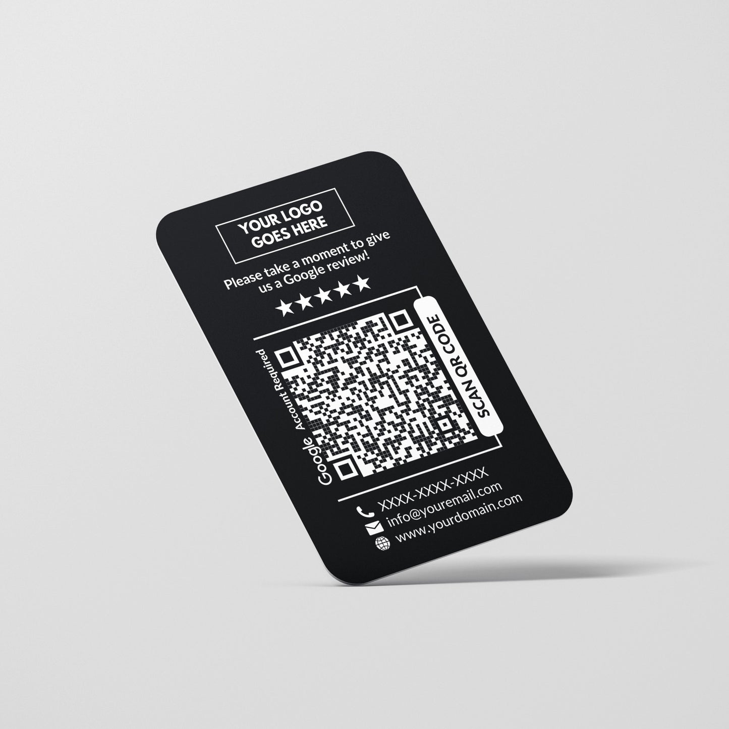 QR Code Google Review Paper Card Black - Moxicards