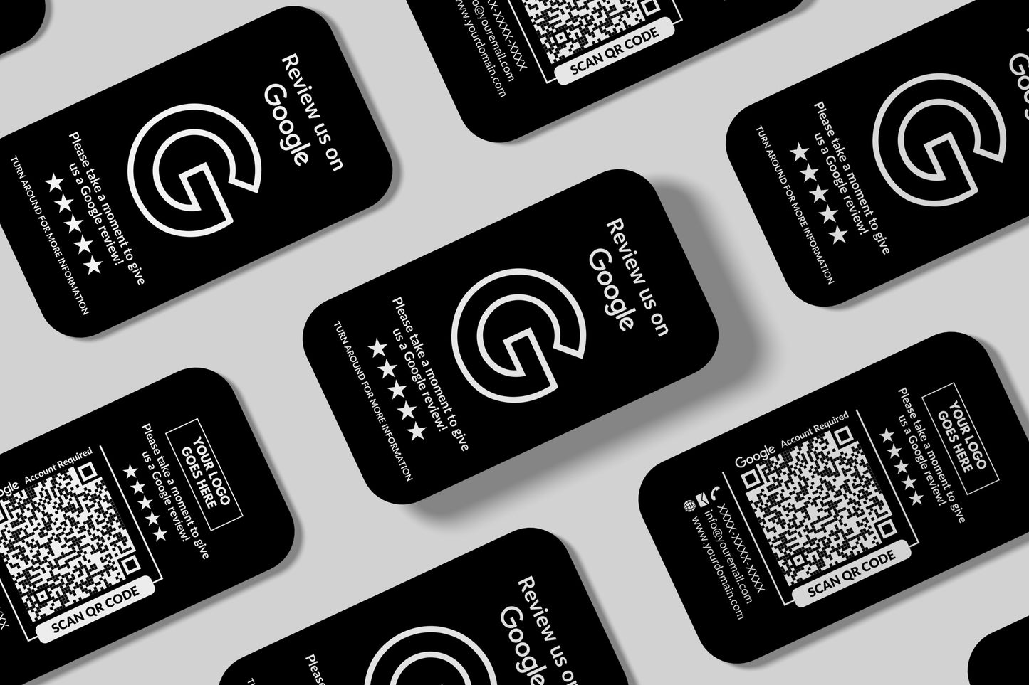 QR Code Google Review Paper Card Black - Moxicards